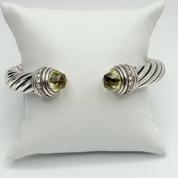 David Yurman 10mm Cable Bracelet With Lemon Citrine and Diamonds - Picture 7 of 11